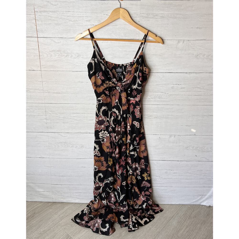 Angie Dress Womens SZ Medium Earth Tones Bishop Dress Paisley Floral Twist Front - Picture 4 of 16